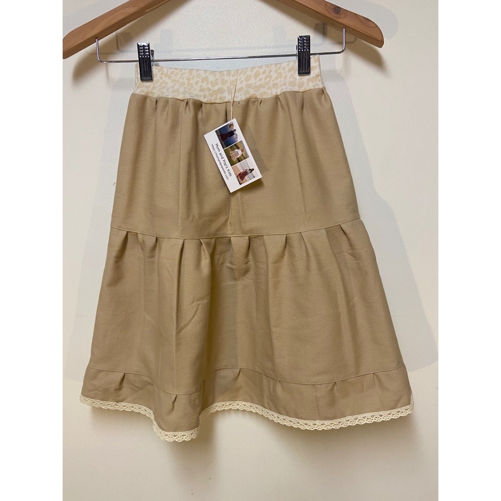 Girls Midi Mom and Pop's Kids Skirt Size 6 Tan Western Upcycled Cotton Twill